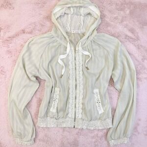 Axes Femme Lace Hooded Chiffon Jacket Mint Himekaji Fairy Womens M
